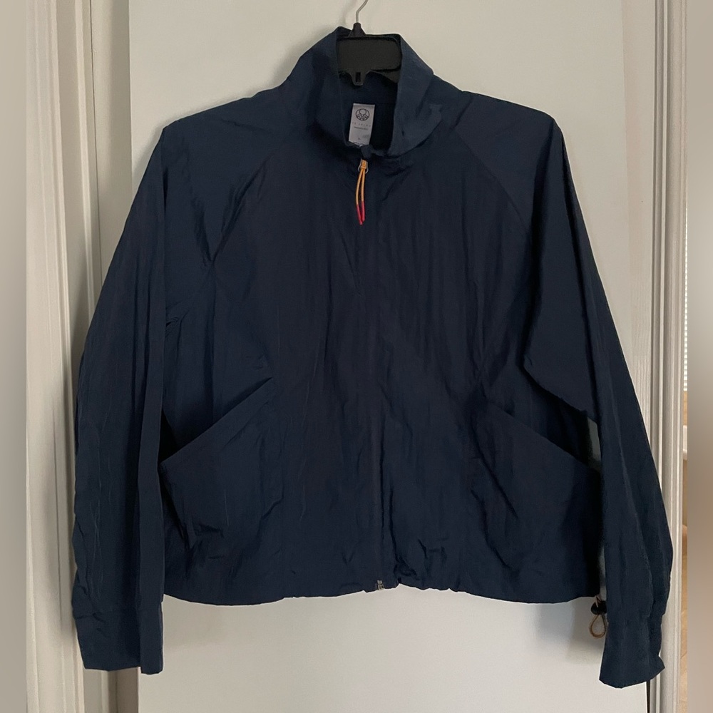 Te Verde Navy Blue Nylon Windbreaker Utility Casual Zip Jacket NWOT